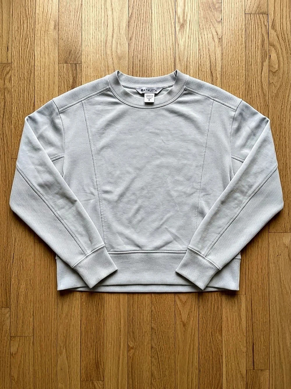Athleta Seasoft Rib Crewneck Sweatshirt Gray/Blue Small